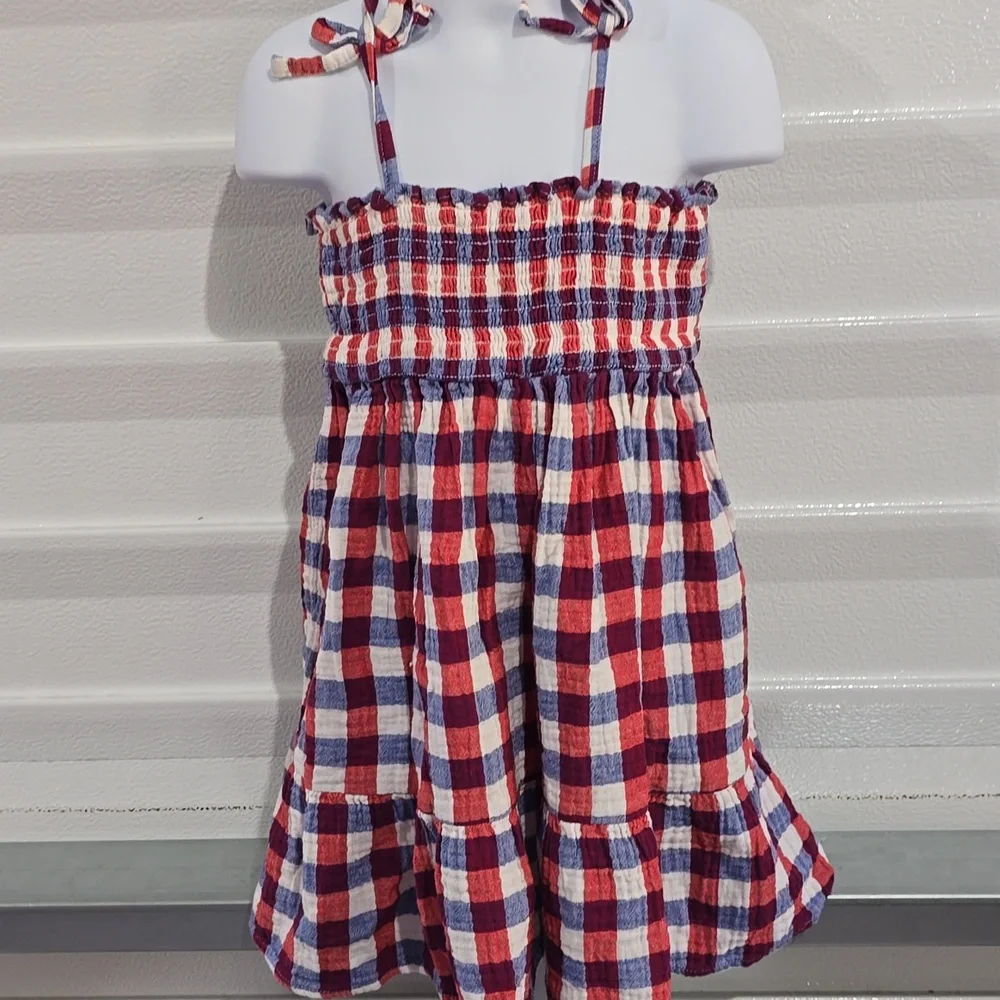 Cat & Jack red white and blue‎ plaid dress size 5T